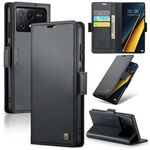 Per Xiaomi Poco X6 Pro 5G/Redmi K70E 5G CaseMe 023 Custodia per telefono in pelle antifurto con fibbia a farfalla Litchi Texture RFID (Nero)