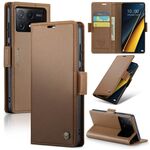 Per Xiaomi Poco X6 Pro 5G/Redmi K70E 5G CaseMe 023 Custodia per telefono in pelle antifurto con fibbia a farfalla Litchi Texture RFID (marrone)