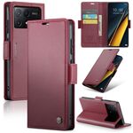 Per Xiaomi Poco X6 Pro 5G/Redmi K70E 5G CaseMe 023 Custodia per telefono in pelle antifurto con fibbia a farfalla Litchi Texture RFID (vino rosso)