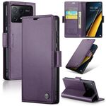 Per Xiaomi Poco X6 Pro 5G/Redmi K70E 5G CaseMe 023 Custodia per telefono in pelle antifurto con fibbia a farfalla Litchi Texture RFID (viola perlato)