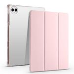 Per vivo Pad3 Pro Custodia tablet in pelle Smart TPU trasparente 3 pieghevole con slot per penna (rosa)