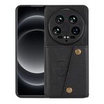 Custodia magnetica per telefono Xiaomi 14 con slot per schede ultra doppia fibbia (nera)