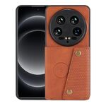 Custodia magnetica per telefono Xiaomi 14 con slot per schede ultra doppia fibbia (marrone)