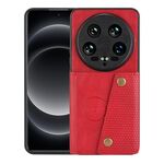 Custodia magnetica per telefono Xiaomi 14 con slot per schede ultra doppia fibbia (rossa)