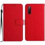 Custodia per telefono in pelle con texture a griglia rombica per Sony Xperia 10 VI (rossa)