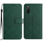 Custodia per telefono in pelle con texture a griglia rombica per Sony Xperia 10 VI (verde)