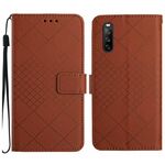 Custodia per telefono in pelle con texture a griglia rombica per Sony Xperia 10 VI (marrone)