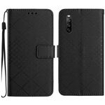 Custodia in pelle per Sony Xperia 10 VI con struttura a griglia rombica (nera)
