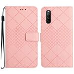 Custodia per telefono in pelle con texture a griglia rombica per Sony Xperia 10 VI (rosa)