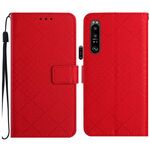 Custodia per telefono in pelle con texture a griglia rombica per Sony Xperia 1 VI (rossa)