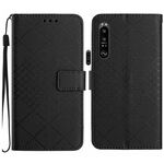 Custodia in pelle per Sony Xperia 1 VI con struttura a griglia rombica (nera)