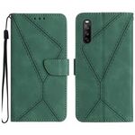 Custodia per telefono in pelle goffrata con cuciture per Sony Xperia 10 VI (verde)
