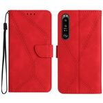 Custodia per telefono in pelle goffrata con cuciture per Sony Xperia 1 VI (rossa)