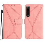 Custodia per telefono in pelle goffrata con cuciture per Sony Xperia 1 VI (rosa)