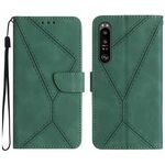 Custodia per telefono in pelle goffrata con cuciture per Sony Xperia 1 VI (verde)