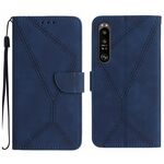 Custodia per telefono in pelle goffrata con cuciture per Sony Xperia 1 VI (blu)