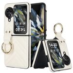 Per OPPO Find N3 Flip Custodia per telefono con supporto ad anello in TPU ibrido PU a forma di V (Bianco)