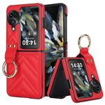 Per OPPO Find N3 Flip Custodia per telefono con supporto ad anello in TPU ibrido PU a forma di V (rosso)