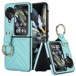 Per OPPO Find N3 Flip Custodia per telefono con supporto ad anello in TPU ibrido PU a forma di V (verde)