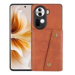 Per OPPO Reno11 5G Global Custodia per telefono magnetica con doppia fibbia per schede (marrone)