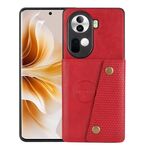 Per OPPO Reno11 5G Global Doppia Fibbia Slot per Schede Custodia Magnetica per Telefono(Rosso)