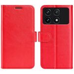 Custodia per cellulare in pelle con texture orizzontale per Xiaomi Redmi K70 R64 (rossa)