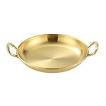Vassoio per snack in acciaio inossidabile 304 con doppio orecchio, patatine fritte, piatti freddi, caramelle, snack, dimensioni: 17 cm rotondo (oro)