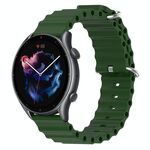 Per Amazfit GTR 3 22mm cinturino in silicone tinta unita stile oceano (verde militare)