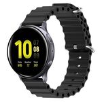 Per Samsung Galaxy Watch Active 2 44mm 20mm Cinturino in silicone a tinta unita stile oceano (nero)