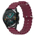 Per Huawei Watch GT2 42mm 20mm Cinturino in silicone a tinta unita stile oceano (rosso vino)