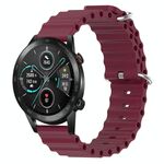 Per Honor MagicWatch2 42mm 20mm Cinturino in silicone a tinta unita stile oceano (rosso vino)