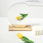 Specchio acrilico irregolare con base in legno Puntelli per foto (gocciolamento d'acqua)