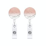 2 pz Marmo Texture Goccia Colla Retrattile Badge Reel Name Tag Card Badge (Particelle Rosa Chiaro)