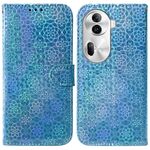 Per OPPO Reno11 Pro 5G Custodia per telefono in pelle con fibbia magnetica colorata globale (blu)