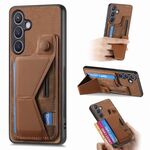 Per Samsung Galaxy S23 5G II Custodia per telefono con slot per scheda con supporto scorrevole a forma di K (marrone)