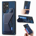 Per Samsung Galaxy S22 Ultra 5G II Custodia per telefono con slot per schede con supporto scorrevole a forma di K (blu)