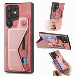 Per Samsung Galaxy S22 Ultra 5G II Custodia per telefono con slot per schede con supporto scorrevole a forma di K (rosa)