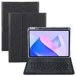 Custodia in pelle con supporto girevole per tastiera Bluetooth con pulsanti rotondi per Huawei MatePad 11 2023/2021 (nero)