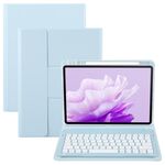 Per Huawei MatePad Air 11.5 Custodia in pelle con supporto girevole per tastiera Bluetooth con pulsanti rotondi (blu cielo)