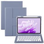 Per Huawei MatePad Air 11.5 Custodia in pelle con supporto girevole per tastiera Bluetooth con pulsanti rotondi (viola lavanda)