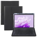 Per Huawei MatePad Air 11.5 Custodia in pelle con supporto girevole per tastiera Bluetooth con pulsanti rotondi (nera)