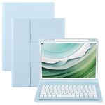 Per Huawei MatePad Pro 11 2024/2022 Custodia in pelle con supporto girevole per tastiera Bluetooth con pulsanti rotondi (Azzurro cielo)