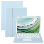 Per Huawei MatePad Pro 11 2024/2022 Custodia in pelle con supporto girevole per tastiera Bluetooth con pulsanti rotondi e touchpad (Azzurro cielo)