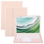 Per Huawei MatePad Pro 11 2024/2022 Custodia in pelle con supporto girevole per tastiera Bluetooth con pulsanti rotondi e touchpad (oro rosa)