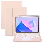 Per Huawei MatePad 11 2023/2021 Custodia in pelle con supporto girevole per tastiera Bluetooth con pulsanti rotondi e touchpad (oro rosa)