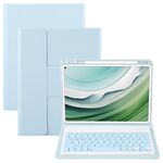 Per Huawei MatePad Pro 11 2024/2022 Custodia in pelle con supporto girevole per tastiera Bluetooth con pulsante quadrato (Azzurro cielo)