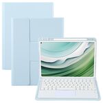 Per Huawei MatePad Pro 11 2024/2022 Custodia in pelle con supporto girevole per tastiera Bluetooth con pulsanti quadrati e touchpad (Azzurro cielo)