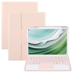 Per Huawei MatePad Pro 11 2024/2022 Custodia in pelle con supporto girevole per tastiera Bluetooth con pulsanti quadrati e touchpad (oro rosa)