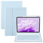 Per Huawei MatePad Air 11.5 Custodia in pelle con supporto girevole per tastiera Bluetooth retroilluminata con pulsanti quadrati (blu cielo)