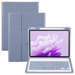Custodia in pelle con supporto girevole per tastiera Bluetooth retroilluminata con pulsanti quadrati per Huawei MatePad Air 11.5 (viola lavanda)